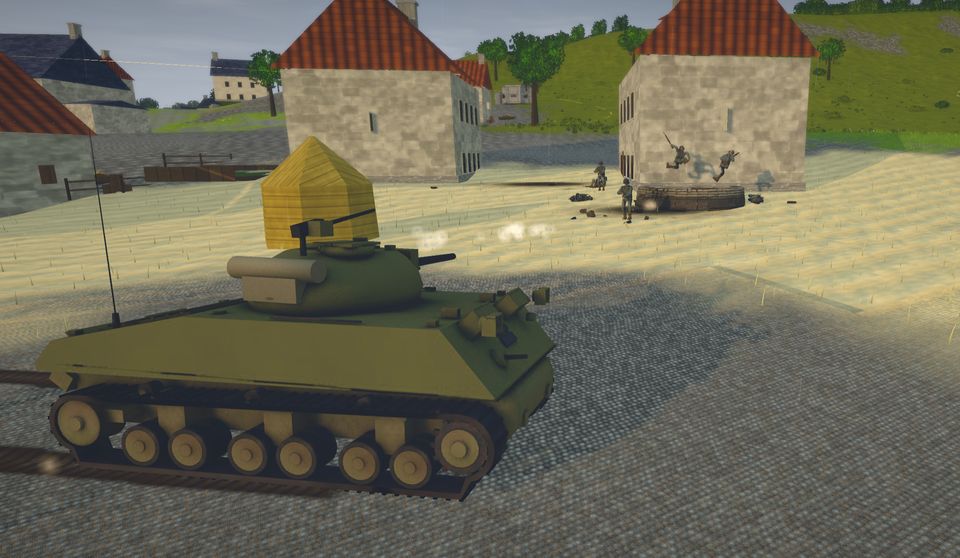 A Sherman in a village street